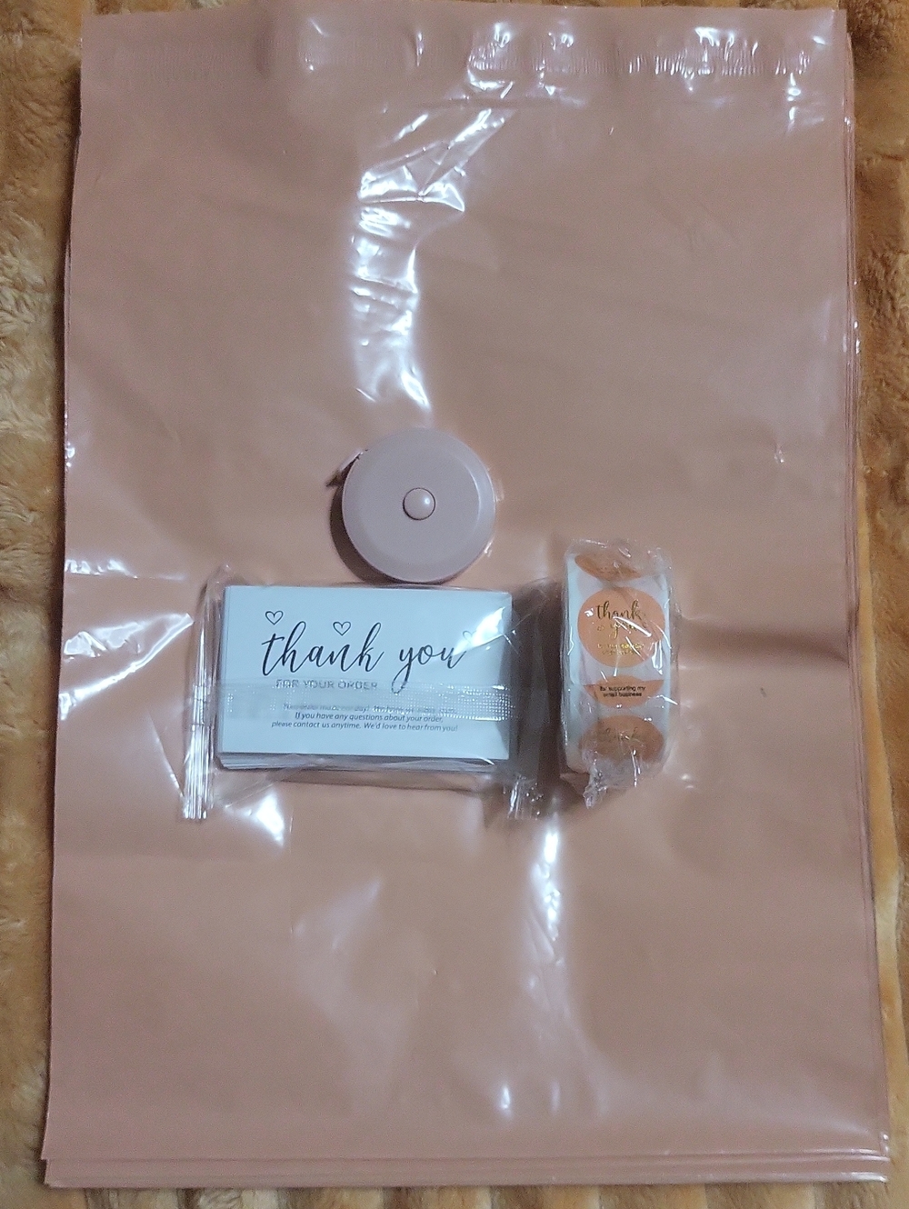Polymailers Sticker Tape Measure & Thank You Cards Shipping Bundle